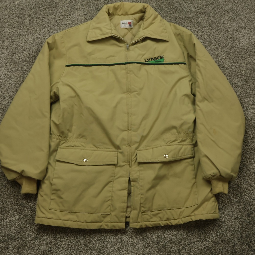 vintage King Louie Pro Fit Lynks Seeds Jacket Mens Size L 44‎ 46 Tan QuiltedCoat